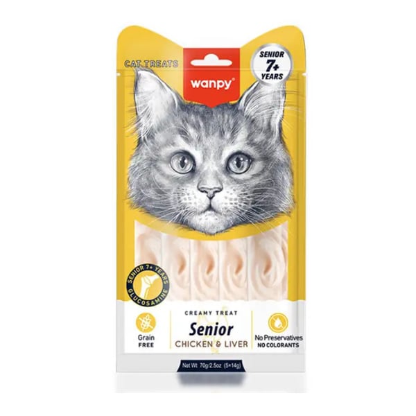 Wanpy Tavuklu & Ciğerli 7+ Yaş Kedi Krema Ödülü 5 x 14 gr