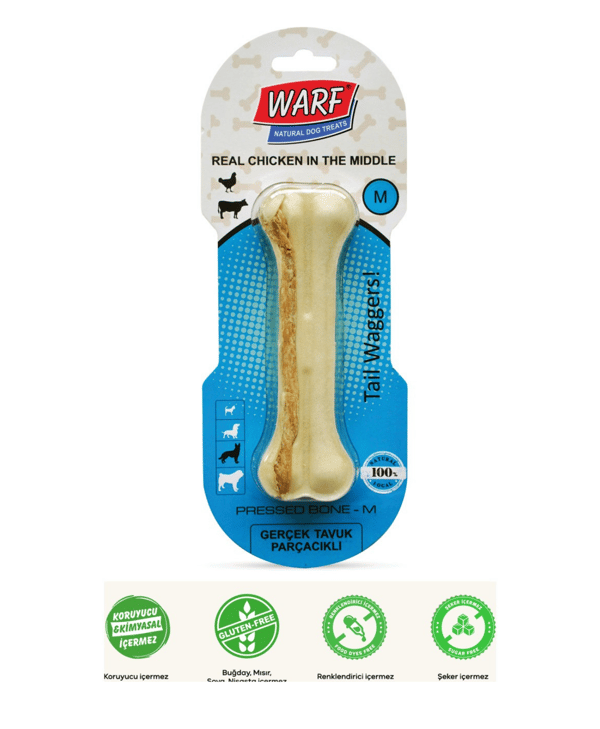 Warf Tavuklu Pres Kemik 15,5cm Tekli Köpek Ödülü