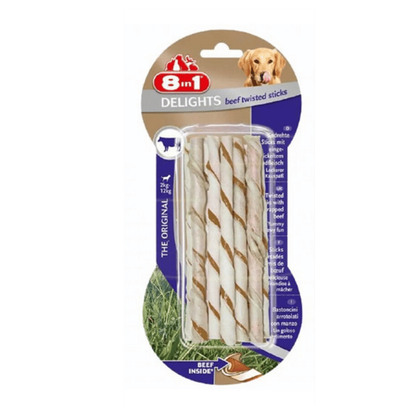 8in1 Delights Biftekli Ağız Sağlığı için Burgu Kemik (10'lu) 55gr