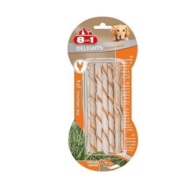 8in1 Delights Bones Ağız Bakımı için Burgu Çubuk 55gr (10'lu)