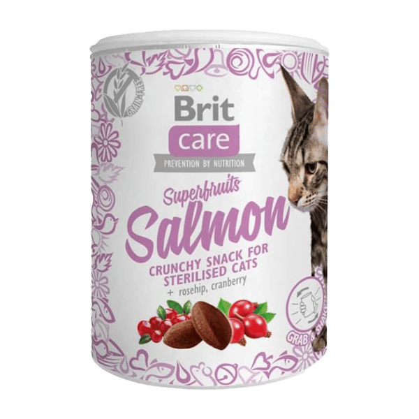 Brit Care Superfruits Somonlu ve Kızılcıklı Kıtır Kısırlaştırılmış Kedi Ödül Maması 100gr