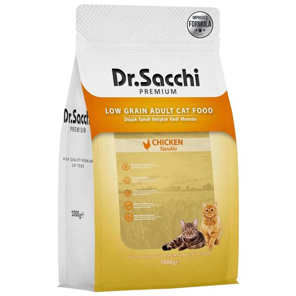 Dr.Sacchi Premium Tavuklu Düşük Tahıllı Yetişkin Kedi Maması 1kg