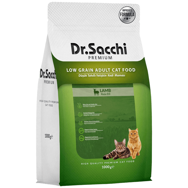 Dr.Sacchi Premium Kuzu Etli Düşük Tahıllı Yetişkin Kedi Maması 1kg
