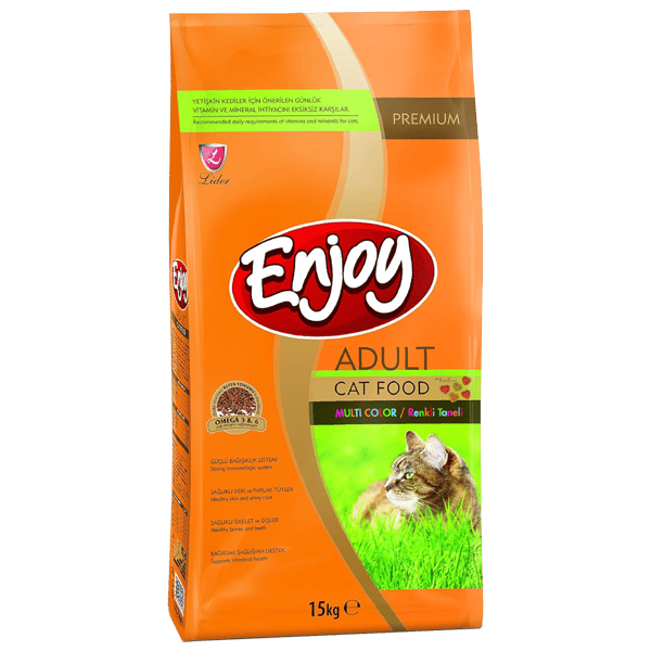 Enjoy Tavuklu Renkli Taneli Yetişkin Kedi Maması 15kg+1kg HEDİYE!