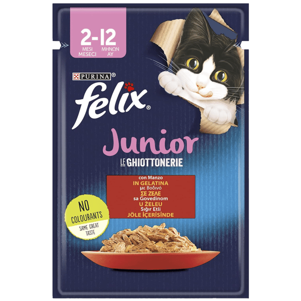 Felix Pouch Jöle İçinde Sığır Etli Yavru Kedi Konservesi 85gr