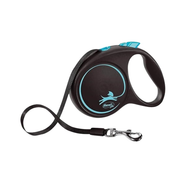 Flexi Black Design Şerit Otomatik Köpek Gezdirme Tasması 5mt Medium-Mavi