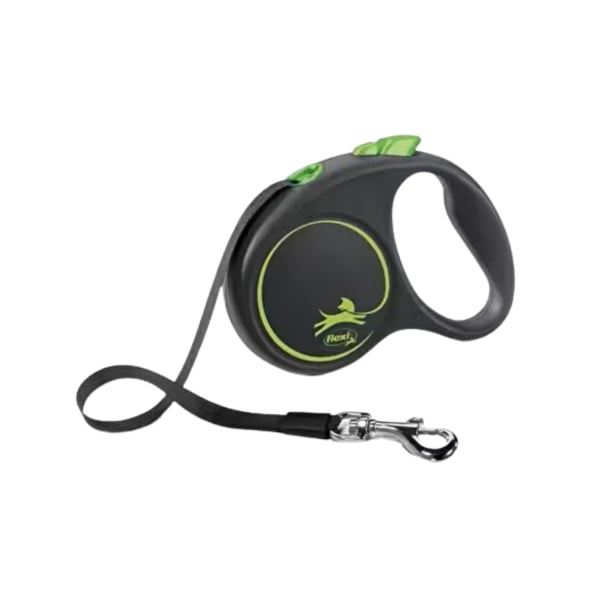 Flexi Black Design Şerit Otomatik Köpek Gezdirme Tasması 5mt Medium-Yeşil