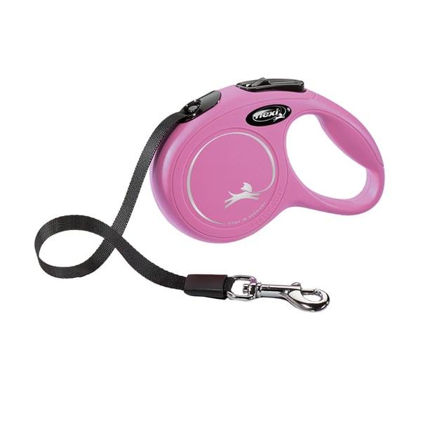 Flexi New Classic Otomatik Şerit Köpek Gezdirme Kayışı 5mt Small-Pembe