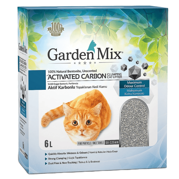 Garden Mix Activated Carbon Parfümsüz Topaklanan Doğal Kedi Kumu 6lt