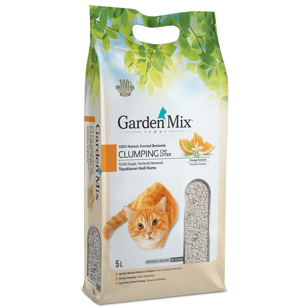 Garden Mix İnce Taneli Topaklaşan Portakallı Doğal Kedi Kumu 5lt