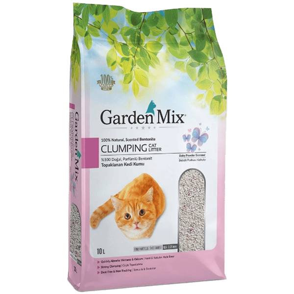 Garden Mix Kalın Taneli Bebek Pudrası Kokulu Bentonit Kedi Kumu 10lt