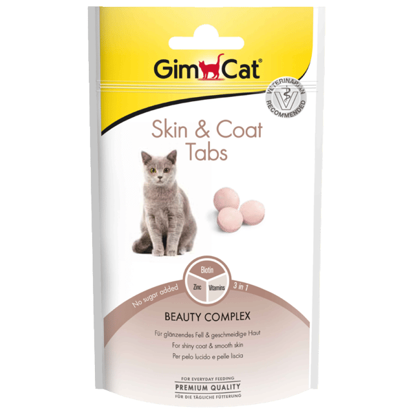 GimCat Skin Coat Deri ve Tüy Sağlığı için Şekersiz Kedi Ödül Tableti 40gr