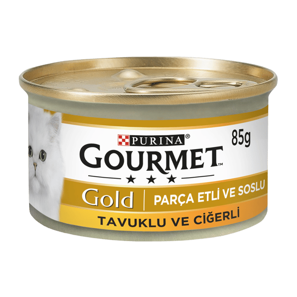 Gourmet Gold Parça Etli Tavuklu ve Ciğerli Kedi Konservesi 85gr