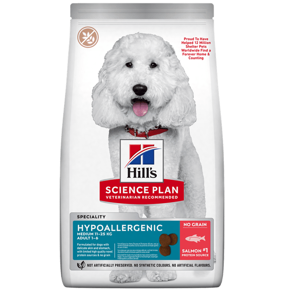 Hill's Science Plan Hipoalerjenik Somonlu Orta Irk Tahılsız Yetişkin Köpek Maması 10kg+2kg Hediye