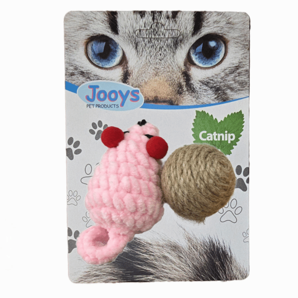 Jooys Catnip'li Kadife Fare ve Hasır Top İkili Set