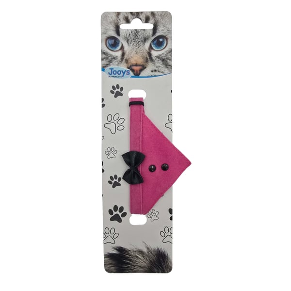 Jooys Kadife Zilli Fularlı Kedi Boyun Tasması Pembe