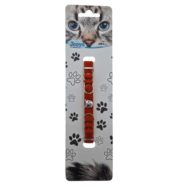 Jooys Kadife Zilli Halkalı Kedi Boyun Tasması Turuncu