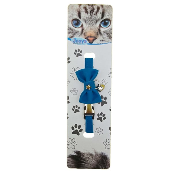Jooys Kadife Zilli Papyonlu Kedi Boyun Tasması Turkuaz
