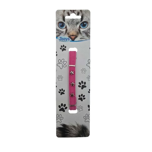 Jooys Kadife Zilli Yıldızlı Kedi Boyun Tasması Pembe