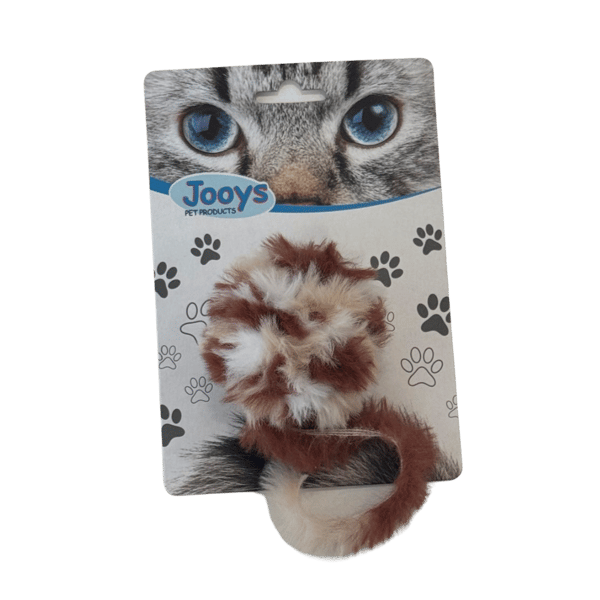 Jooys Kürklü Tıkırtılı Kedi Topu Kahverengi-Krem
