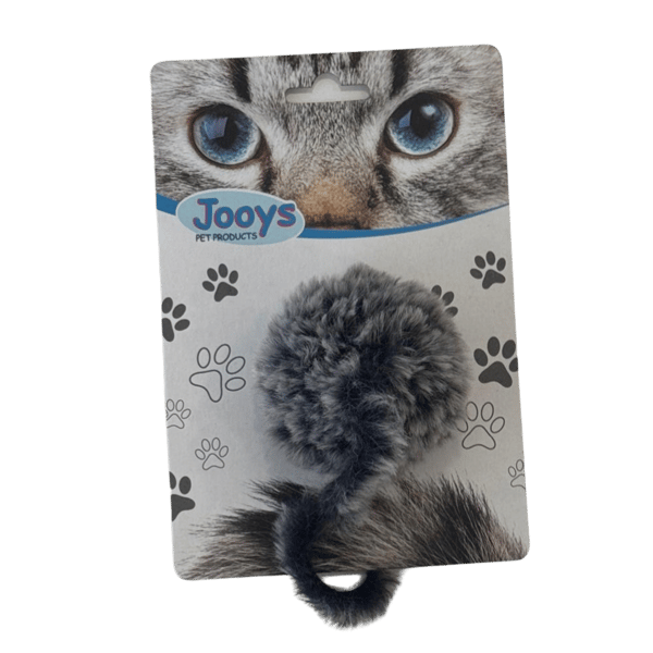 Jooys Kürklü Tıkırtılı Kedi Topu Siyah-Gri