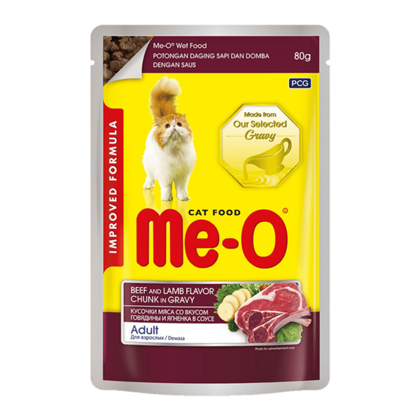 Me-O Pouch Dana ve Kuzu Etli Yetişkin Kedi Konservesi 80 gr