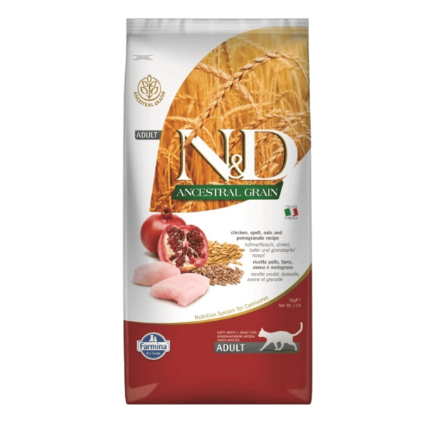 N&D Ancestral Grain Tavuklu ve Narlı Ata Tahıllı Yetişkin Kedi Maması 5kg
