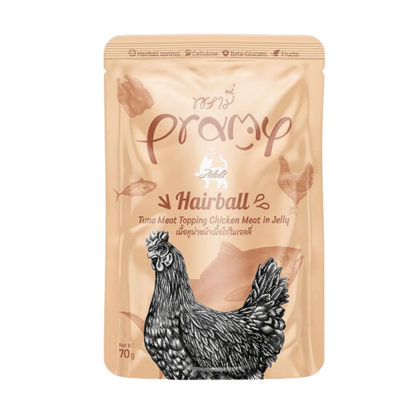 Pramy Hairball Jöle İçinde Ton Balıklı ve Tavuk Etli Kedi Konservesi 70gr