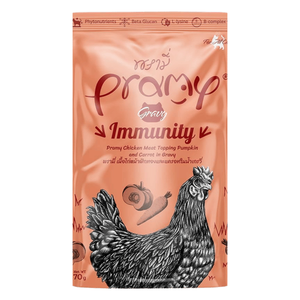 Pramy Immunity Sos İçinde Tavuk Etli Bal Kabaklı ve Havuçlu Kedi Konservesi 70gr