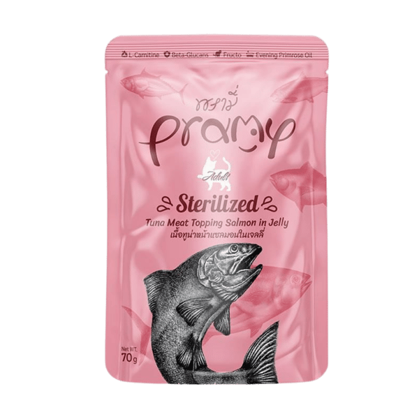 Pramy Jöle İçinde Somonlu ve Ton Balıklı Kısırlaştırılmış Kedi Konservesi 70gr