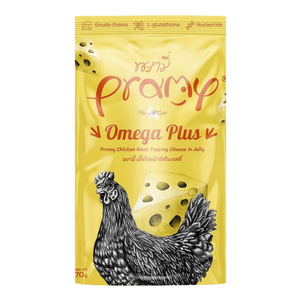 Pramy Omega Plus Jöle İçinde Tavuk Etli ve Peynirli Kedi Konservesi 70gr
