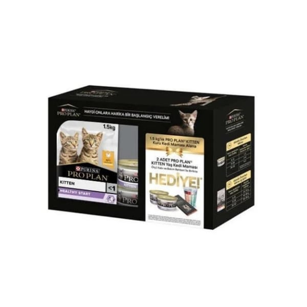 Pro Plan Kitten Yavru Kediler İçin Başlangıç Paketi Tavuklu Yavru Kedi Maması 1,5 kg 2x85 gr Yavru Kedi Konservesi 1 Adet Ölçü Kabı