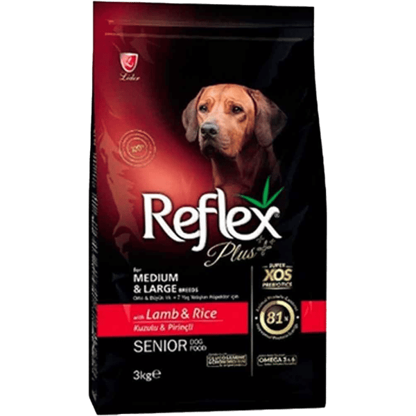 Reflex Plus Orta ve Büyük Irk 7+ Yaş için Kuzu Etli Yaşlı Köpek Maması 3kg