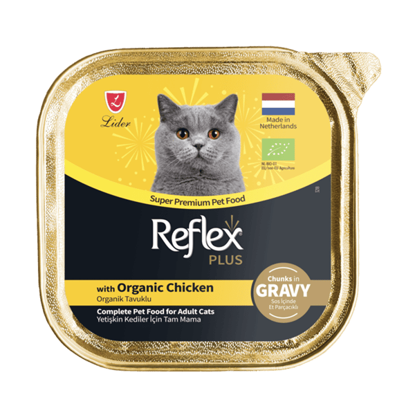 Reflex Plus Sos İçinde Parça Organik Tavuk Etli Yetişkin Kedi Konservesi 85gr