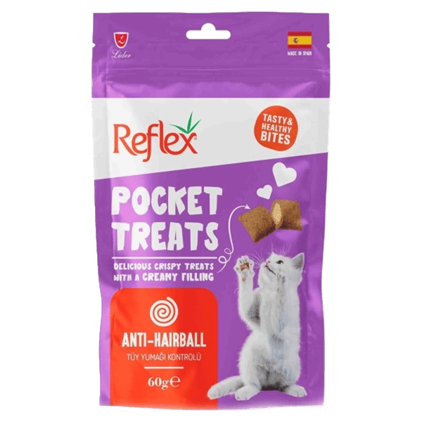 Reflex Pocket Treats Anti-Hairball Tüy Yumağı Kontrolü Kedi Ödül Maması 60gr