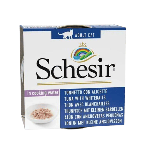 Schesir Ton Balığı Ringa Balığı ve Pirinçli Pişirme Suyunda Yetişkin Kedi Konservesi 85gr