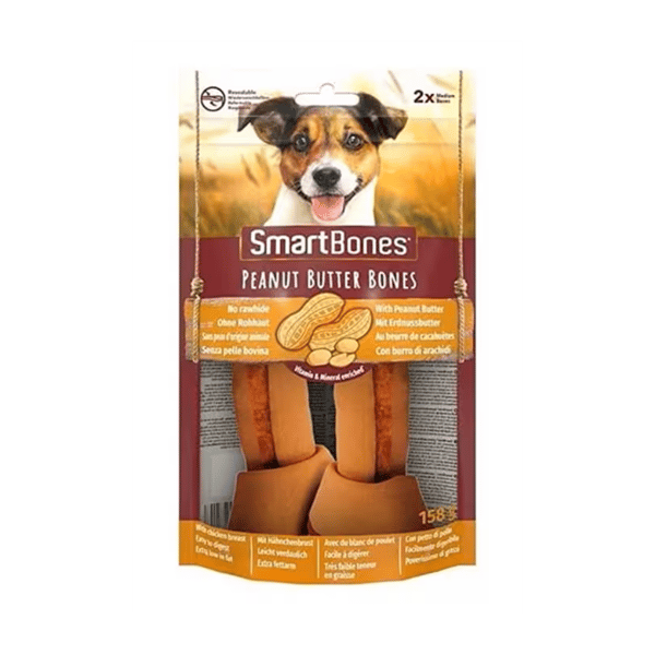 SmartBones Köpek Ödül Kemiği Yer Fıstığı Ezmeli Medium (2li) 158g