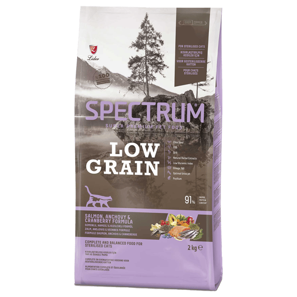 Spectrum Düşük Tahıllı Somonlu Hamsili ve Kızılcıklı Kısırlaştırılmış Kedi Maması 2kg