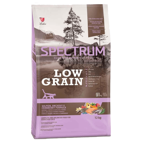 Spectrum Düşük Tahıllı Somonlu ve Yabanmersinli Kısırlaştırılmış Kedi Maması 12kg
