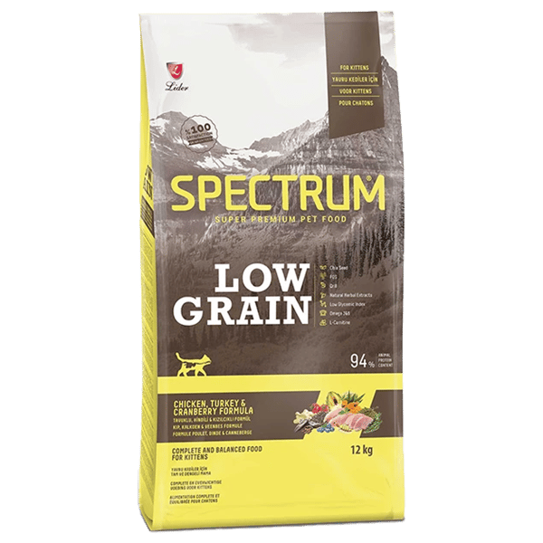 Spectrum Düşük Tahıllı Tavuklu Hindili ve Kızılcıklı Yavru Kedi Maması 12kg+1kg HEDİYE!