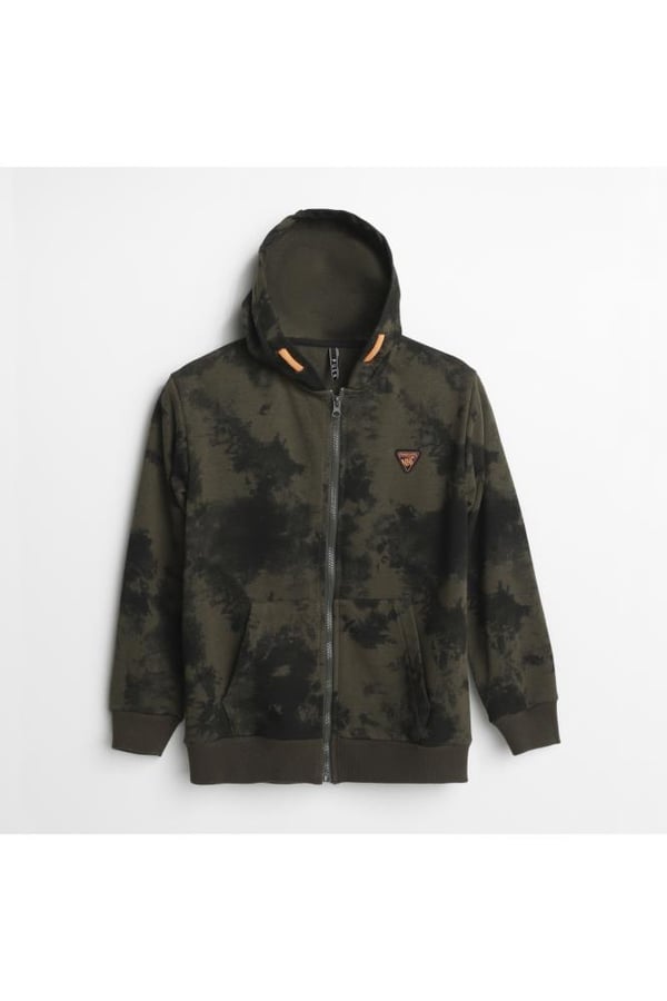 Erkek Çocuk Batik Desenli Kapşonlu Fermuar Sweatshirt 1-5 Yaş - 321361
