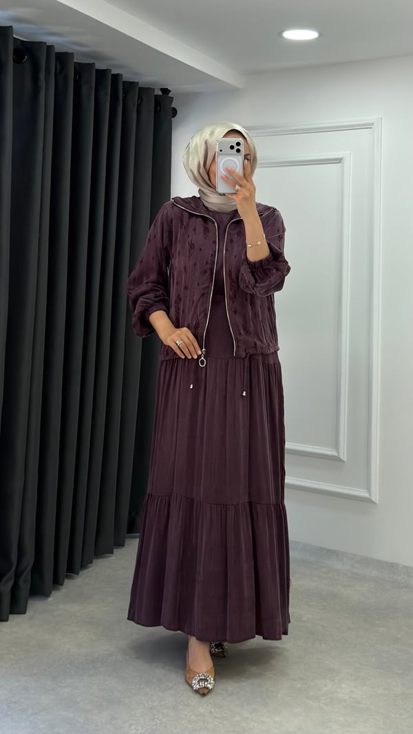 Gülten Kupra Elbise | Mürdüm