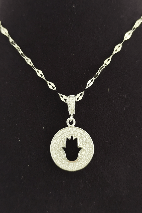 AuraShield Hamsa Işıltılı Koruma Kolyesi
