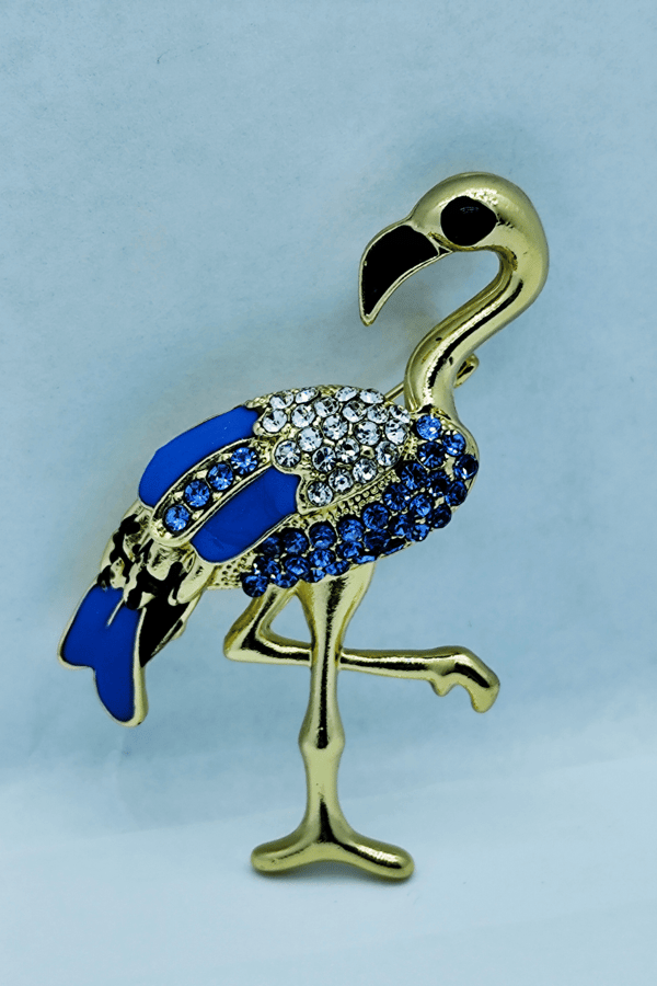 Azure Flamingo Işıltılı Taşlı Gold Flamingo Broş