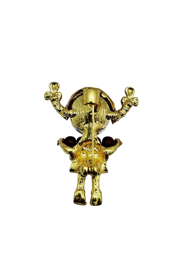Kırmızı Boncuklu Taşlı Kız Figürü Broş – Sevimli Figürlü Şık Brooch Pin