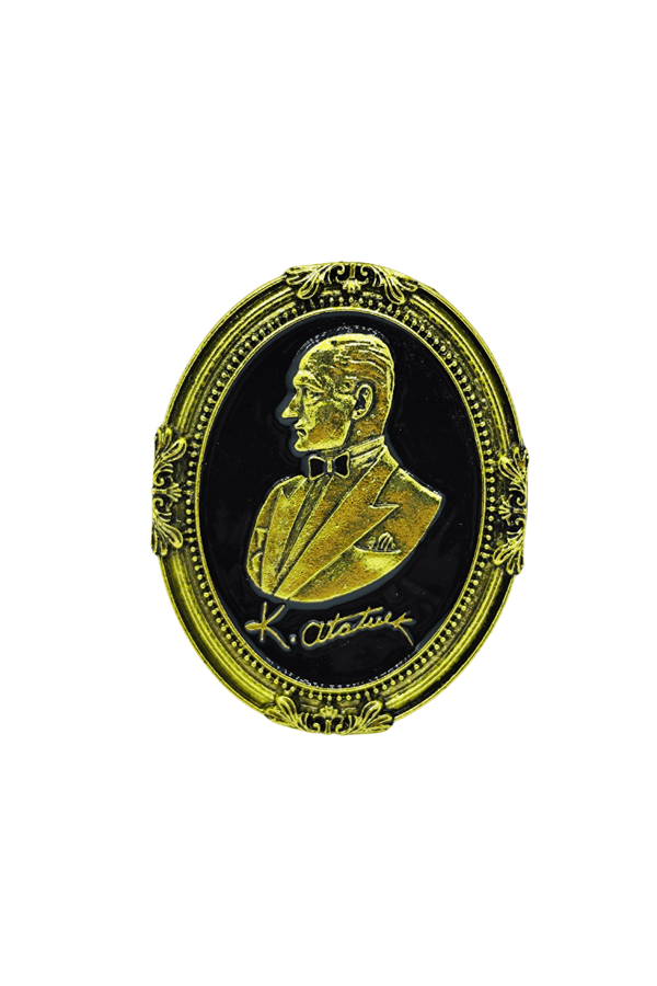 Oval Çerçeveli Antik Atatürk Portreli Broş - Cumhuriyet'e Gönül Verenlere Özel Hediye