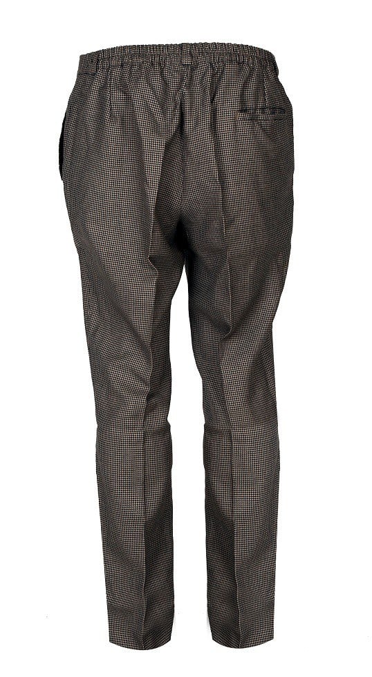 Aşçı Pantolonu Lastikli Kahverengi Kareli Desenli Unisex Şef Pantolon