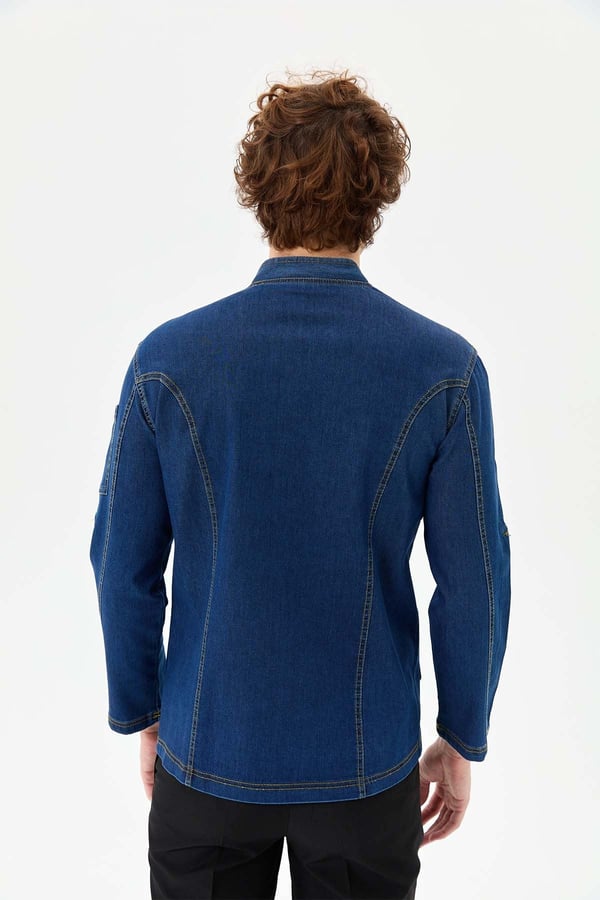 Denim Rana Cepli Uzun Kol Şef Ceketi Koyu Mavi - Fonksiyonel Denim - MyChef Uniforms