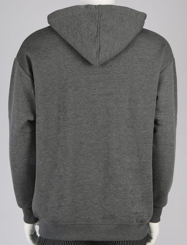 Gofre Baskılı Füme Unisex Pamuklu Oversize Kapüşonlu Sweatshirt