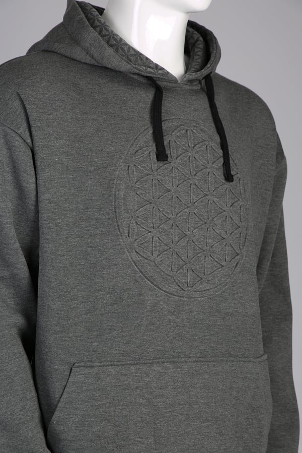 Gofre Baskılı Füme Unisex Pamuklu Oversize Kapüşonlu Sweatshirt